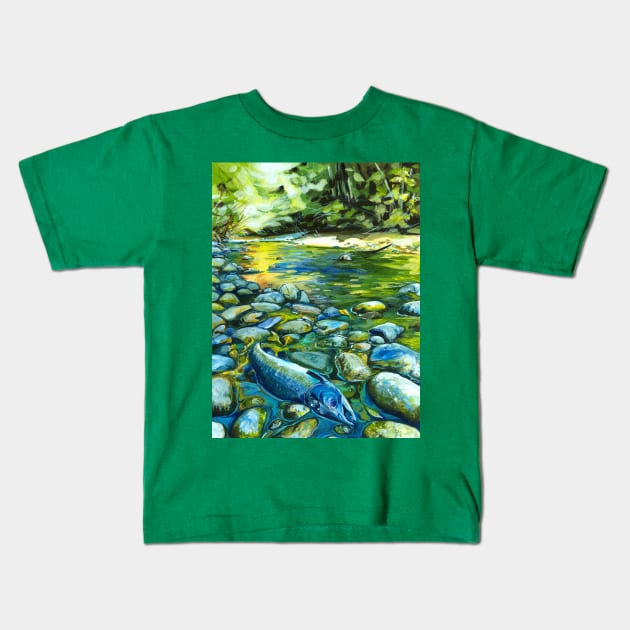 salmon spawn Kids T-Shirt by StephaniePerryArt